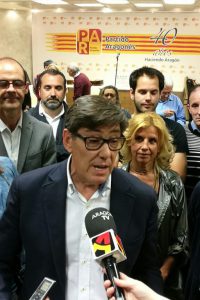 Aliaga recuerda a Rajoy que el nuevo PHN deberá respetar el acuerdo arrancado por el PAR al PP en las últimas elecciones generales