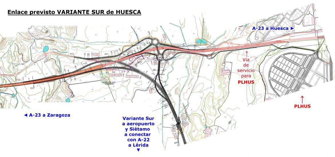 PAR-Huesca pide a ayuntamiento y DGA que analicen si la conexión prevista en la Variante Sur responde a las necesidades y expectativas de PLHUS