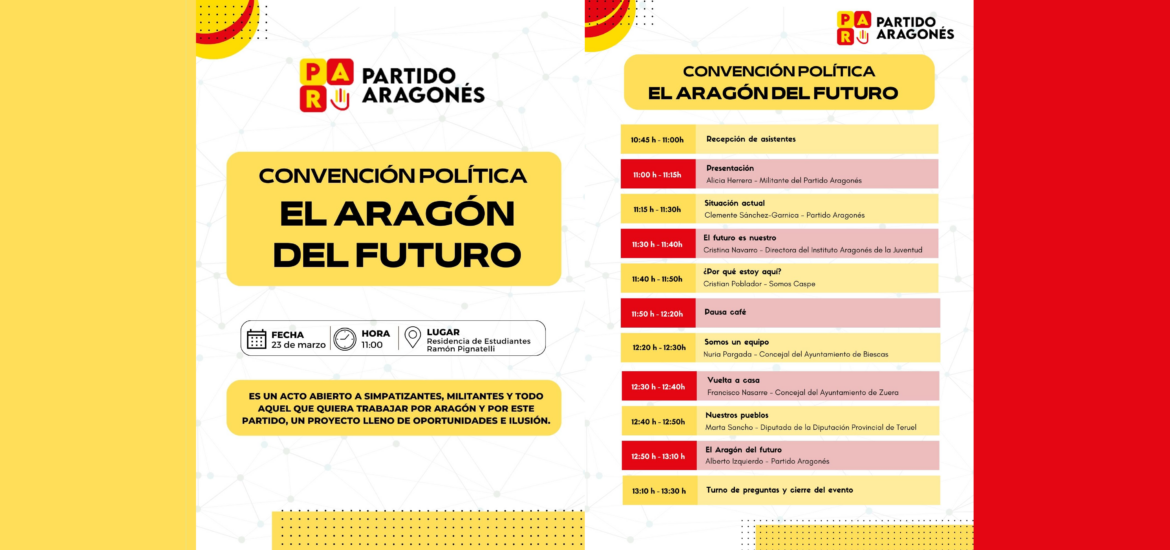 El Partido Aragonés celebra este sábado la convención política “El Aragón del Futuro”