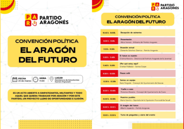 El Partido Aragonés celebra este sábado la convención política “El Aragón del Futuro”